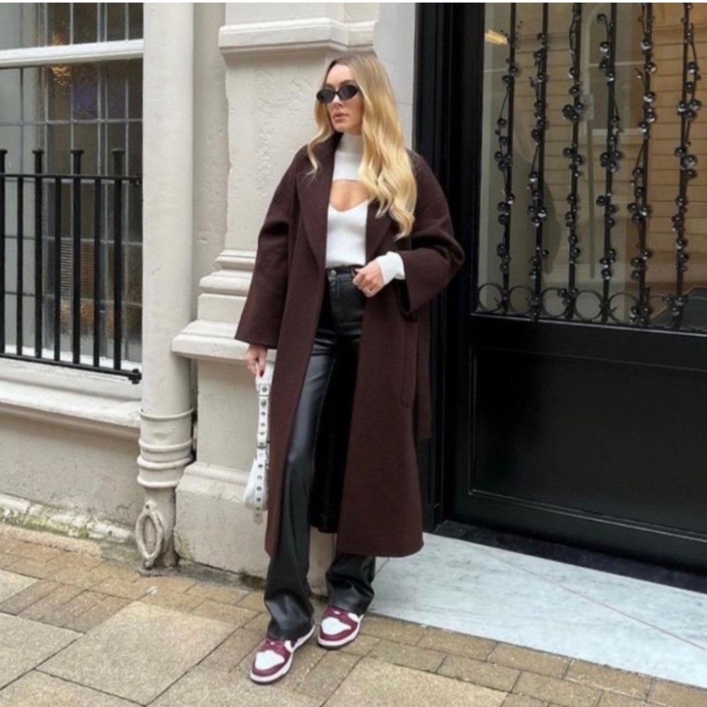 Zara Chocolate Brown Wrap Robe Coat XS